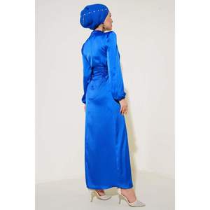 ชุดเดรสผ้าซาตินพร้อมเชือกด้านข้างแต่งด้วยเชือก - Product Image 1