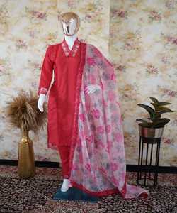 นวมคลุมหน้าสไตล์อินเดียปากีสถานพร้อมทําชุดผ้าฝ้ายผู้หญิงเย็บชุดผู้หญิงที่สง่างาม - Product Image 1