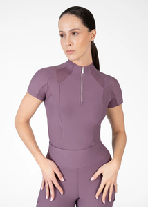 Chemise d'équitation légère à manches courtes pour femmes, respirante, extensible, tissu athlétique, haut d'équitation, couche de base OEM - Product Image 4