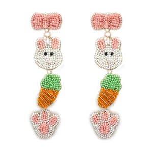 Classic Women's Round <b>Red</b> Beaded <b>Earrings</b> with Sequin Embroidery Handmade Wire <b>Earrings</b> - Product Image 6