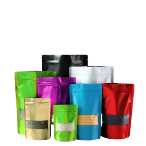 Stock Printed Stand Up Pouch Bright Colors Food Grade Clear Window Moisture Proof Resealable Zipper Food Packaging <b>Bag</b> - Product Image 1