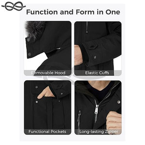 Abrigo de invierno grande y alto Chaqueta acolchada larga cálida con aislamiento grueso Parka de nieve Prendas de abrigo con capucha extraíble - Product Image 4