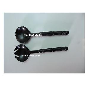 Servidor de Ensalada de Cuerno de Diseño Moderno, Negro Natural, Hecho en India por SCI Exporter, Accesorios de Cocina, Utensilios de Cocina - Product Image 1