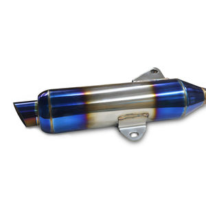 Pot d'échappement de moto modifié, entièrement en acier inoxydable, bleu titane, production directe d'usine OEM avec service de personnalisation - Product Image 1