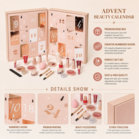 Calendrier de l'Avent Beauté Personnalisé 24 Jours, Boîte en Forme de Livre, Lamination Mate, Gaufrage, Écologique, Luxe, Rigide, avec Poignée, Sushi