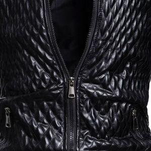 Blouson en cuir et toile OEM personnalisé 2025 pour homme – Grande taille, haute qualité, respirant, col en V, logo frontal – Idéal pour l'hiver - Product Image 3