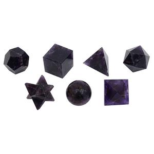 Ensemble de géométrie de pierre ensemble de géométrie de cristal d'améthyste solides platoniques ensemble de géométrie de pierre naturelle sacrée grossiste de guérison - Product Image 4