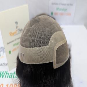 Invisible Hairline transpirable Super para encaje frontal suizo 100% trama atada a mano Remy recto tupé humano para hombres venta al por mayor Stock - Product Image 5