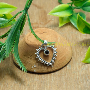 Pendentif en argent sterling 925 pur avec pierre précieuse grenat naturelle, design perlé fait à la main, pendentif statement, bijoux en argent - Product Image 6