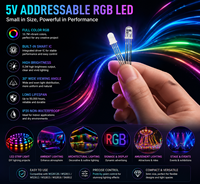 LED RGB 5mm 5V WS2812B / WS2811 / WS2812 / WS2813 / WS2818 / SK6812  Transparan / Difusi  Addressable  Kontrol Titik