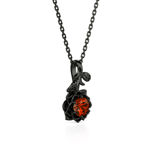Jeulia Custom Gothic Black Lotus Necklace with Birthstone Diamond in Gold Plated <b>Titanium</b> <b>Chain</b> - Product Image 3