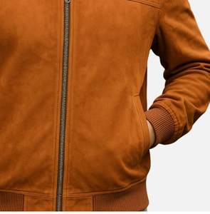 Blouson Bomber en Cuir Grande Taille Style Universitaire Hiver, Vente en Gros, Personnalisable, Uni, Col Montant, en Daim Teint - Product Image 4