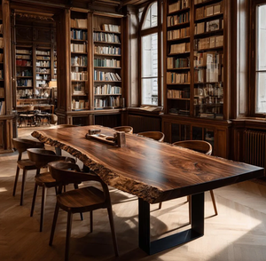 Table à manger carrée en bois massif moderne et écologique, fabriquée à la main, pour appartement et école - Product Image 1