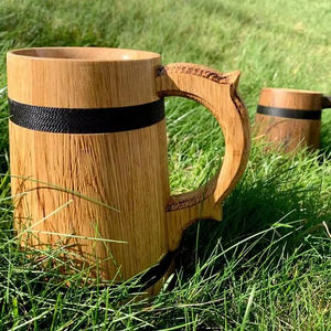 NATURAL HANDMADE ENGRAVED BAMBOO Drinking <b>Mug</b> with Wooden Handle Tea Cup Coffee <b>Mug</b> Wine <b>Mug</b> - Product Image 1