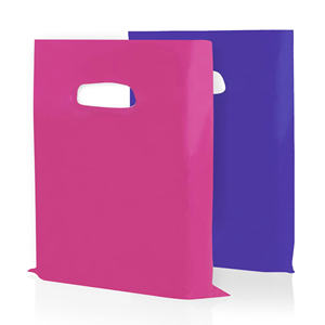 ถุงพลาสติกที่มีหูจับถุงช้อปปิ้งที่สะดวกมีโลโก้ที่กำหนดเองถุงพลาสติกไดคัทมีหลายสี - Product Image 2