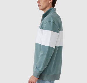 OEM Custom 100% Cotton Color Block Pullover Jumper 1/4 Quarter <b>Half</b> <b>Zip</b> <b>Sweatshirt</b> for <b>Men</b> Oversized <b>Half</b> <b>Zip</b> Casual <b>Sweatshirt</b> - Product Image 2