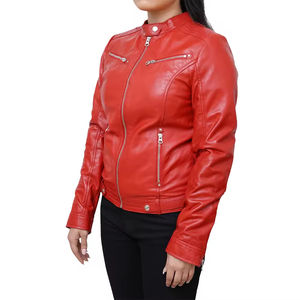 Veste en cuir pour femme avec fermeture éclair, manches longues, vêtement d'extérieur tendance, idéale pour les tenues décontractées d'automne et les activités quotidiennes - Product Image 2