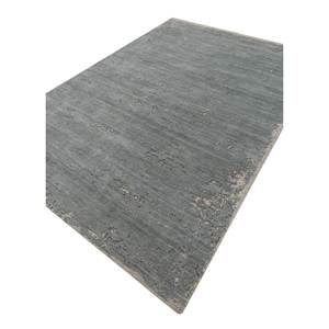 Tapis rectangulaire en laine et soie de bambou noué à la main Kavi Blue, design Théorie du Chaos, couleur unie, pour la maison et les couloirs - Esk-316 - Product Image 2