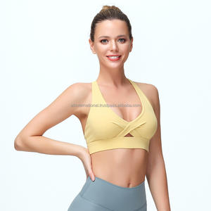 Sujetador corto de yoga para mujer de alta calidad, ropa deportiva con logotipo personalizado, Sujetador deportivo de alta elasticidad para mujer - Product Image 2