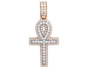 Pendentif Croix Ankh Moissanite Glacé Argent Sterling 925 Plaqué Rhodium Clarté VVS1-VVS2 Bijoux Hip Hop Chrétien pour Hommes Femmes - Product Image 1