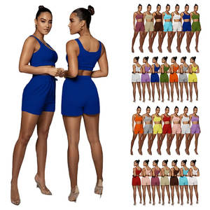 Tenues de yoga 2 pièces pour femmes, débardeurs et shorts sans couture, ensembles de vêtements de sport pour la gym - Product Image 2
