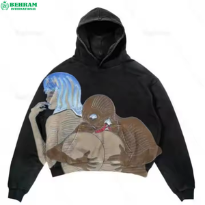 Sweat à capuche pour homme de qualité supérieure, personnalisé, imprimé en DTG, en polyester lourd doublé de polaire, coupe classique, respectueux de l'environnement - Product Image 4