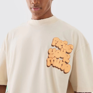 T-shirts à manches courtes personnalisés pour hommes à la mode motif d'impression à double fil lâche Street Wear 100% coton tissu glacé - Product Image 1