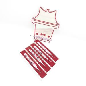 Pinzas de pestañas profesionales de acero inoxidable personalizadas con recubrimiento de polvo rojo y blanco Punta de plata Agarre de diamante sostenible - Product Image 5