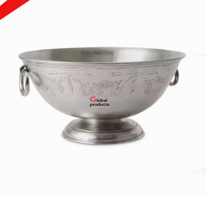 Recipiente de servicio de acero inoxidable con acabado de metal plateado con mango para restaurante y bar de hotel - Product Image 1