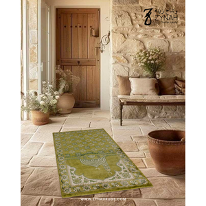Alfombra de Oración Zynah Rugs Silent Grace, Hecha a Mano y a Máquina, de Viscosa con Patrón Impreso, Acolchada, Estilo Persa/Musulmán, Cuadrada y Lavable - Product Image 2