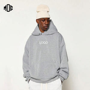 Sudadera con capucha de gran tamaño gris brezo de calidad superior 100% algodón logotipo personalizado grueso gota hombro botón detalle cremallera diseño - Product Image 1