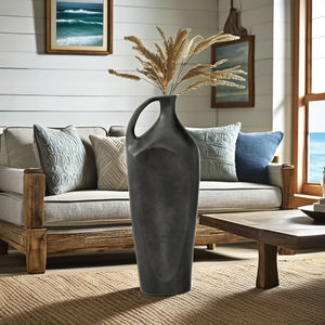 Handmade Coastal Rustic Farmhouse Metal Floor <b>Vase</b> Aged Patina Displaying Seasonal Florals Greenery Stems Weddings - Product Image 3