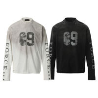 Chemises à manches longues 100% coton pour hommes, col rond, vente en gros de chemises surdimensionnées noires, dernière conception tricotée légère 2025