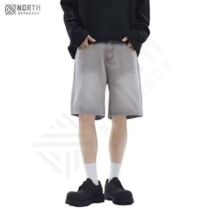 Pantalones Cortos de Mezclilla Elásticos de Moda para Hombre, Verano, Estilo Casual, Color Gris, Tela de Lona, Estilo Urbano - Product Image 2