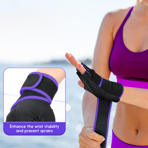 Ropa de entrenamiento de color personalizada Guantes de levantamiento de pesas Entrenamientos de ajuste cruzado Protección de La Palma Entrenamiento Medio dedo Gimnasio Guantes de fitness - Product Image 4