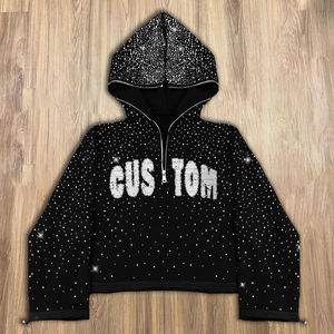 Sudadera con Capucha Extra Grande para Hombre, 100% Algodón, Diseño Sólido de Invierno, con Logotipo Frontal, Forro Polar, Bordado con Pedrería - Product Image 5