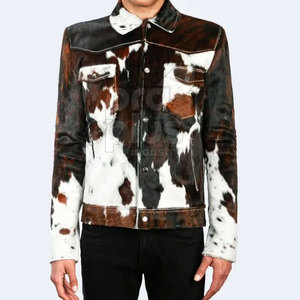 Veste en cuir de vache véritable pour homme - Vêtement de moto élégant avec logo frontal, séchage rapide et écologique - Product Image 1