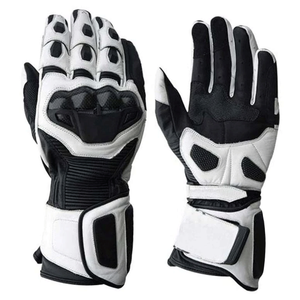 Nouvelle moto piste course/équitation gants en cuir véritable moto Auto course porter blindé course blanc/noir gants pour hommes - Product Image 1