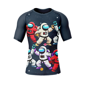 Ventes en gros OEM Rashguard de compression pour le Jiu-jitsu, le Judo et le MMA, manches courtes, séchage rapide, UPF50+, antibactérien, personnalisé, unisexe - Product Image 1