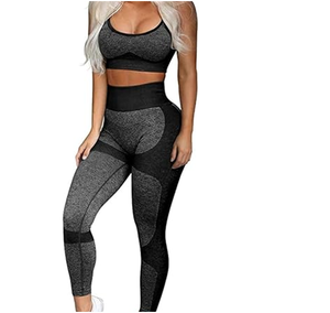 Ensembles de yoga pour femmes Ensembles d'entraînement 2 pièces - Tenues de yoga sans couture effet délavé Shorts et haut court assortis Ensemble de vêtements de sport athlétique - Product Image 4