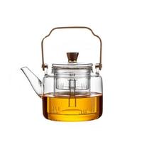 Verre Borosilicate Manche En Bois Chaudière À Thé Service À Thé Maison Résistant À La Chaleur Fleur Théière