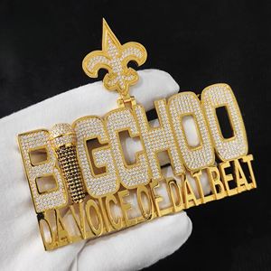 Pendentif BIGCHOO de luxe en or 10 carats avec diamant cultivé en laboratoire avec collier Hip Hop glacé cadeau de bijoux de mode pour lui ou elle - Product Image 3