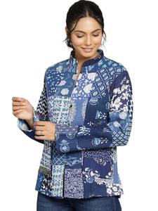 Fait à la main unisexe XL manteau d'hiver Patchwork soie Sari veste matelassée avec toile de noël tissu Unique lettre motif Design - Product Image 5