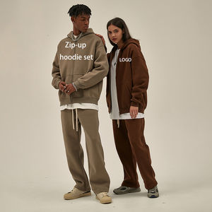 Streetwear poids lourd brodé 350GSM avec logo personnalisé Ensemble sweat à capuche décontracté surdimensionné pour hommes - Product Image 3