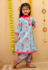 Afghani Shalwar Kurtis Indien Punjabi Pakistanais Patiala Salwar pour enfants filles enfants Mariage Festive Party Wear Dhoti style - Product Image 4