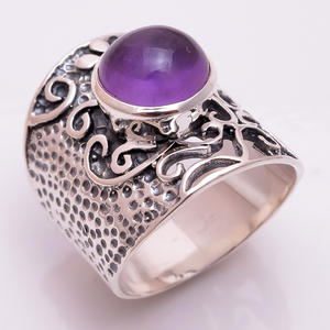 แหวนพลอยเงินแท้ 925 เครื่องประดับเงินอัญมณีลาบราดอร์ไทต์ธรรมชาติ ผู้จัดจําหน่ายเครื่องประดับพลอยเงินโบราณ - Product Image 4