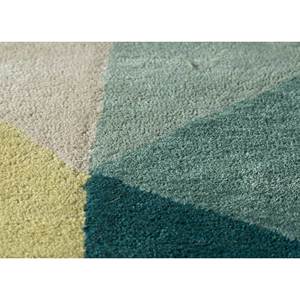 Tapis bleu en laine et viscose tufté à la main, motif géométrique, pour salon, entrée ou couloir, rectangulaire 9x12-TNQ-1104 - Product Image 2