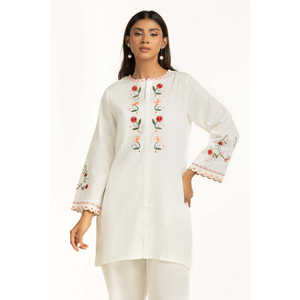 ชุดเซ็ตผู้หญิงสีขาวนวล ปักลายด็อบบี้ สไตล์โบฮีเมียน ชุดสองชิ้น แขนสามส่วน ไซส์ XS ความยาวระดับเข่า สำหรับฤดูใบไม้ผลิ/ฤดูร้อน - Product Image 2