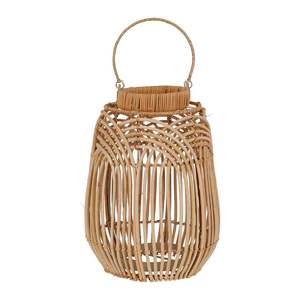 Precio al por mayor Linterna de bambú Linterna a prueba de viento de vidrio Respetuoso con el medio ambiente Madera y yute Accesorios de iluminación Hogar y hotel de alta calidad - Product Image 5