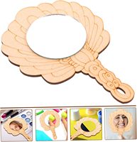 2pcs Design rustique Petit miroir en bois fait à la main DIY Mini miroir à main délicat pour maquillage et jeu éducatif